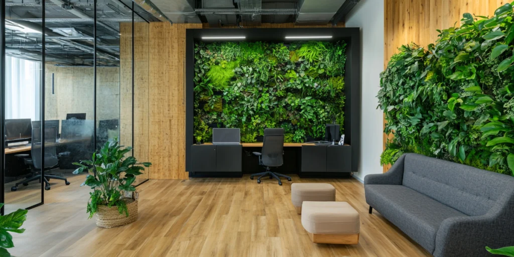 office setup with greenery
